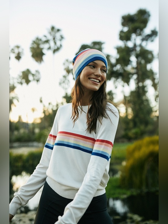 Spiritual Gangster Sweaters - NWOT Spiritual Gangster x Madeleine Thompson Rainbow Stripe Knit Sweater